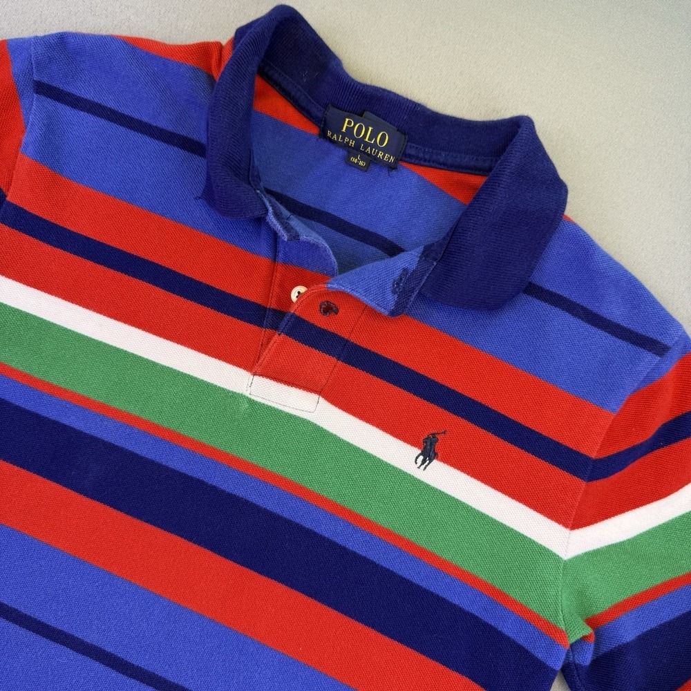 Polo Ralph Lauren Shirt XL (14-16) Youth Colorful Striped Short Sleeve